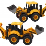 Bouwvoertuig graafmachine twee verstelbare lepels geel