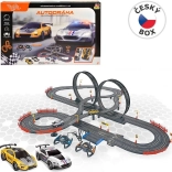 Racebaan 790 cm met twee auto's, op batterijen