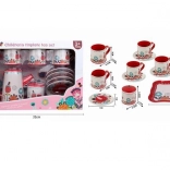 metalen theeservies met bloemenpatroon