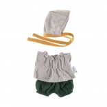 Set met mutsje voor poppen 21 cm grijze kant