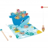 Tooky Toy Houten Spel Walvis en Visjes Multifunctioneel 4 in 1