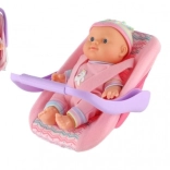 Babypop 20 cm in draagbaar stoeltje/autostoeltje