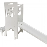 Meegroeiende leertoren met kat, glijbaan en bord