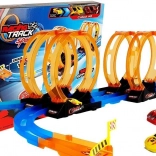 Racebaan met 4 loopings, 2 autootjes, lengte 181 cm