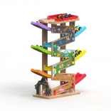 Grote houten racebaan met 6 hellingen voor kinderen