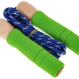 Kinder springtouw met houten handvatten en rubberen uiteinden