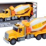 Gele vrachtwagen cementmixer met wrijvingsaandrijving, licht- en geluidseffecten