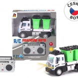 Afvalwagen op afstandsbediening met containers