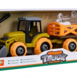 Uitklapbare tractor met lepel en aanhanger + schroevendraaier + schapen speelgoed voor kinderen 3+
