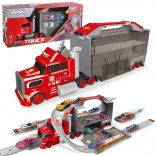 Woopie brandweerwagen met garage en racebaan