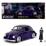 metalen automodel 1972 VW Beetle 1:24 met Wednesday Addams-figuur