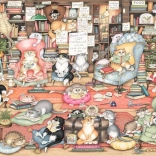 Ravensburger puzzel Crazy Cats: Bingley’s Boekenclub 1000 stukjes