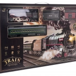 retro treintje met rook en geluiden, set met rails en accessoires