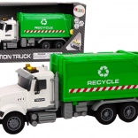 Wit-groene speelgoed vuilniswagen met licht- en geluidseffecten