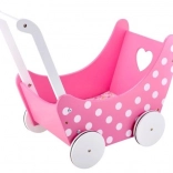 Houten poppenwagen roze