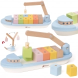 Houten vrachtschip met magnetische blokken 13 st. – Classic World