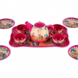 Kinder theeservies van blik in koffertje, 15-delig