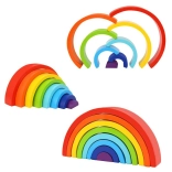 Houten regenboog TOOKY TOY – creatieve Montessori stapelpuzzel met 8 bogen