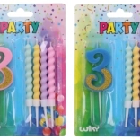Feestkaars nummer 3 met extra kaarsen
