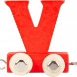 small foot houten treintje – letter V, kleurrig wagonnetje