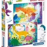 Puzzel 2×20 Super Color – grappige dinosaurussen