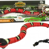 Interactieve aanraakgestuurde slang rood met zwarte strepen