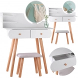 Witte kaptafel met spiegelkruk en lades in Scandinavische stijl ZA4820