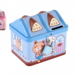 Blikken spaarpot huisje met slot 12 × 11 cm