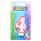 Feestkaars nummer 4 rood