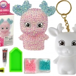 Creatieve set DIY roze diamanten rendier 3D hanger met kristallen