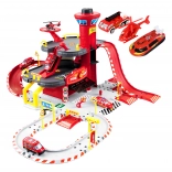 Brandweergarage, 3 verdiepingen met lift, auto’s + helikopter, 74 stuks