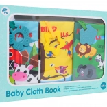 Set van zachte stoffen babyboekjes met staartjes en bijtringen