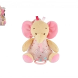 Muzikale pluchen olifant TULILO 18 cm roze