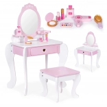 Grote kinderkaptafel met spiegel, krukje en 7 accessoires ECOTOYS