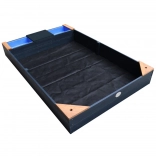 Houten zandbak AXI met bankje, bakjes en afdekzeil