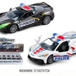 Metalen politieautootje 1:32 met licht en pull-back