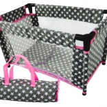 Poppenbedje met sterren Alice grijs-roze