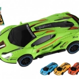 Kunststof driftautootje met vliegwiel 16 cm – set van 4 kleuren, 8 stuks in box