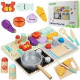 Houten keukentje met accessoires voor de kleine chef