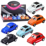 Metalen klassiek verzamelautootje met pull-back aandrijving, openende deuren 1:36