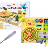 Houten sensorische manipulatietafel auto met LED-lichtjes