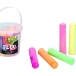 Fluorescerende stoepkrijtjes in emmer, 15 stuks
