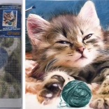 Diamant schilderen – kitten met bolletje wol 30 × 40 cm