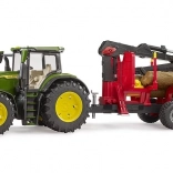 Bruder Tractor John Deere met achteraanhanger en boomstammen