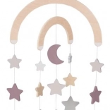 Houten hangende mobiel Sterretjes paars