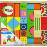 Houten bouwblokken kasteel en vormen