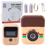Digitale kindercamera met directe printer, bruin – 3 rollen papier