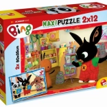 Puzzels met Bing - 2x12 stukken: Op school
