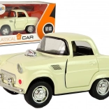 Klassieke metalen auto met openslaande deuren en geluid