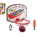 Basketbalring voor aan de muur met bal en pompje